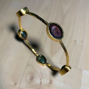 Natural Geode Gold Vermeil Sterling Silver Bangle